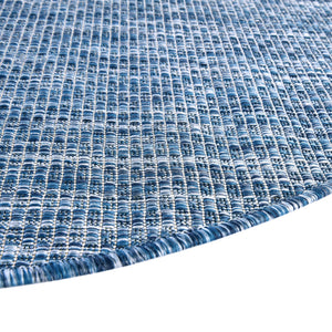 Blue 3' 1 x 3' 1 Outdoor Solid Round Area Rug Weather Resistant for Patio, Deck, Terrace, Balcony, Porch 100% Polypropylene Minimalist Waterproof Carpet for Sale at Rug Engine