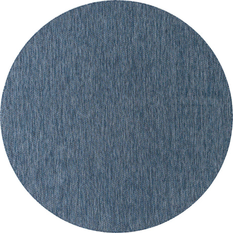 Blue 8' x 8' Outdoor Solid Round Rug