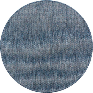 Blue 3' 1 x 3' 1 Outdoor Solid Round Area Rug Weather Resistant for Patio, Deck, Terrace, Balcony, Porch 100% Polypropylene Minimalist Waterproof Carpet for Sale at Rug Engine