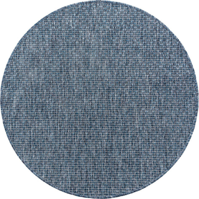 Blue 3' 1 x 3' 1 Outdoor Solid Round Area Rug Weather Resistant for Patio, Deck, Terrace, Balcony, Porch 100% Polypropylene Minimalist Waterproof Carpet for Sale at Rug Engine