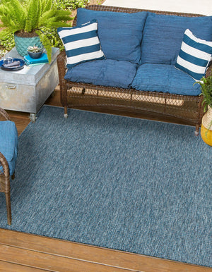 Blue 12' x 12' Outdoor Solid Square Area Rug Weather Resistant for Patio, Deck, Terrace, Balcony, Porch 100% Polypropylene Minimalist Waterproof Carpet for Sale at Rug Engine