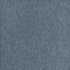 Blue 5' 3 x 5' 3 Outdoor Solid Square Area Rug Weather Resistant for Patio, Deck, Terrace, Balcony, Porch 100% Polypropylene Minimalist Waterproof Carpet for Sale at Rug Engine