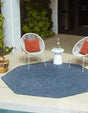 Blue 5' 3 x 5' 3 Outdoor Solid Octagon Area Rug Weather Resistant for Patio, Deck, Terrace, Balcony, Porch 100% Polypropylene Minimalist Waterproof Carpet for Sale at Rug Engine