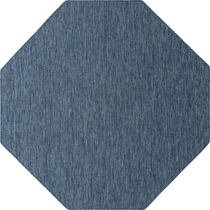 Blue 7' 10 x 7' 10 Outdoor Solid Octagon Area Rug Weather Resistant for Patio, Deck, Terrace, Balcony, Porch 100% Polypropylene Minimalist Waterproof Carpet for Sale at Rug Engine