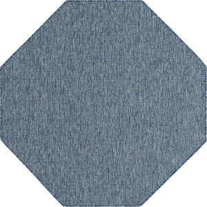 Blue 5' 3 x 5' 3 Outdoor Solid Octagon Area Rug Weather Resistant for Patio, Deck, Terrace, Balcony, Porch 100% Polypropylene Minimalist Waterproof Carpet for Sale at Rug Engine