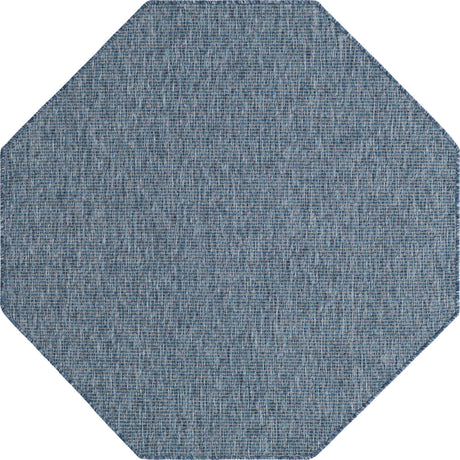 Blue 5' 3 x 5' 3 Outdoor Solid Octagon Area Rug Weather Resistant for Patio, Deck, Terrace, Balcony, Porch 100% Polypropylene Minimalist Waterproof Carpet for Sale at Rug Engine