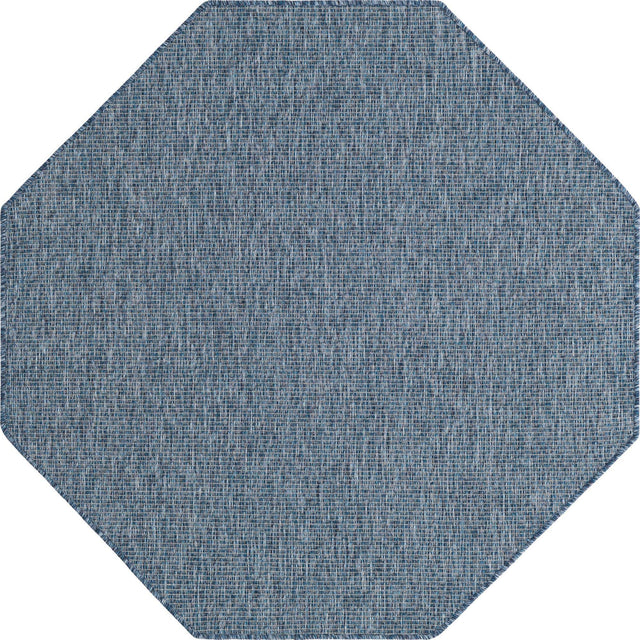 Blue 5' 3 x 5' 3 Outdoor Solid Octagon Area Rug Weather Resistant for Patio, Deck, Terrace, Balcony, Porch 100% Polypropylene Minimalist Waterproof Carpet for Sale at Rug Engine