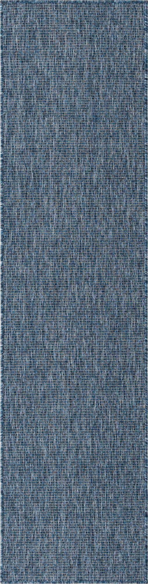 Blue 2' x 8' Outdoor Solid Runner Area Rug Weather Resistant for Patio, Deck, Terrace, Balcony, Porch 100% Polypropylene Minimalist Waterproof Carpet for Sale at Rug Engine