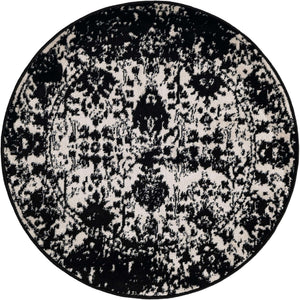 Black and White 3' 1 x 3' 1 Portland Round Area Rug 85% Polypropylene & 15% Polyester Vintage Distressed Traditional Carpet for Home Decor for Sale at Rug Engine