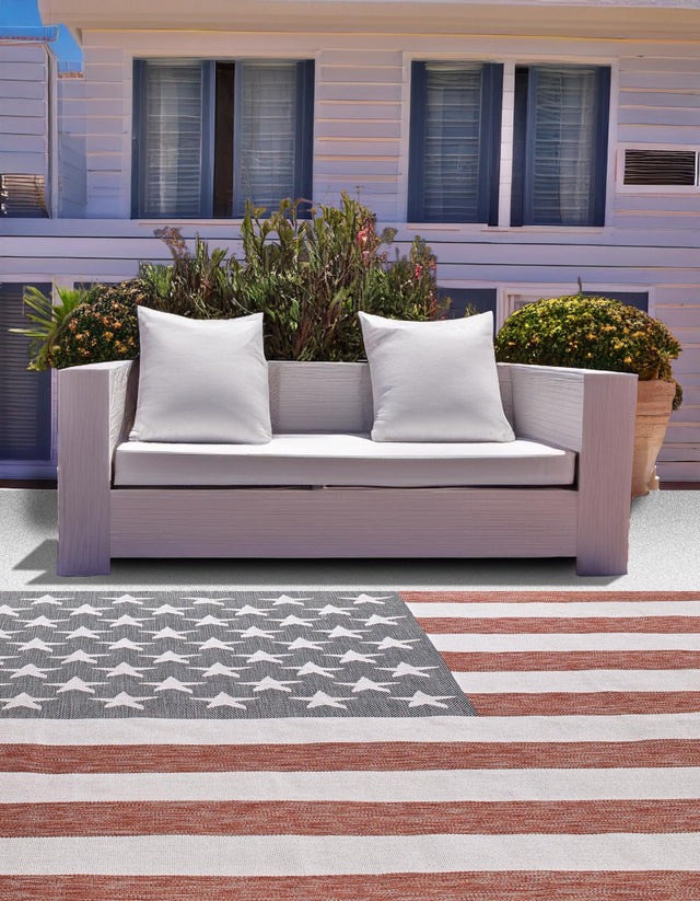 Red 8' x 8' Jill Zarin Outdoor Square Rug