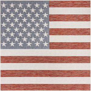 Red 8' x 8' Jill Zarin Outdoor Square Rug