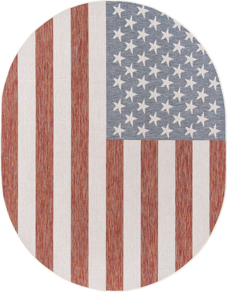 Red 8' x 10' Jill Zarin Outdoor Oval Rug