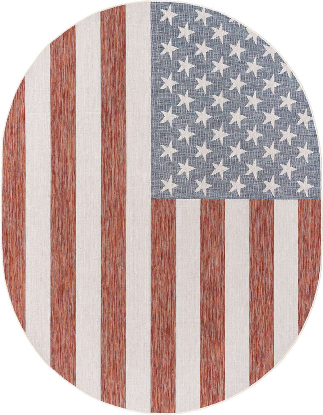 Red 8' x 10' Jill Zarin Outdoor Oval Rug