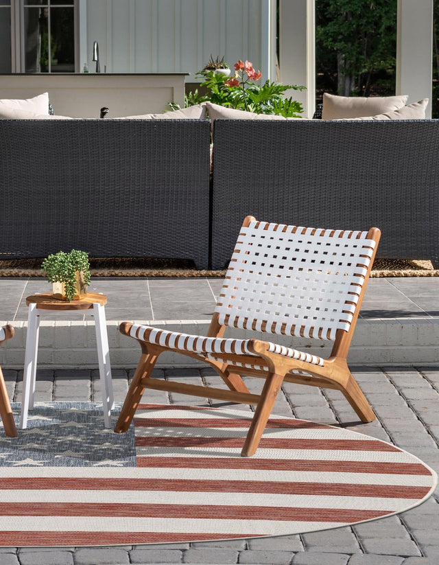 Red 7' 1 x 7' 1 Jill Zarin Outdoor Round Area Rug Weather Resistant for Patio, Deck, Terrace, Balcony, Porch Durable 100% Polypropylene Carpet for Outside for Sale at Rug Engine