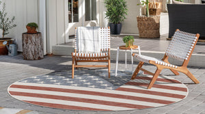 Red 7' 1 x 7' 1 Jill Zarin Outdoor Round Area Rug Weather Resistant for Patio, Deck, Terrace, Balcony, Porch Durable 100% Polypropylene Carpet for Outside for Sale at Rug Engine