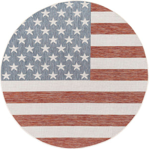 Red 7' 1 x 7' 1 Jill Zarin Outdoor Round Area Rug Weather Resistant for Patio, Deck, Terrace, Balcony, Porch Durable 100% Polypropylene Carpet for Outside for Sale at Rug Engine