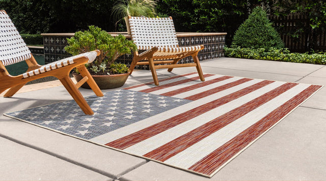 Red 5' 3 x 8' Jill Zarin Outdoor Rectangle Area Rug Weather Resistant for Patio, Deck, Terrace, Balcony, Porch Durable 100% Polypropylene Carpet for Outside for Sale at Rug Engine