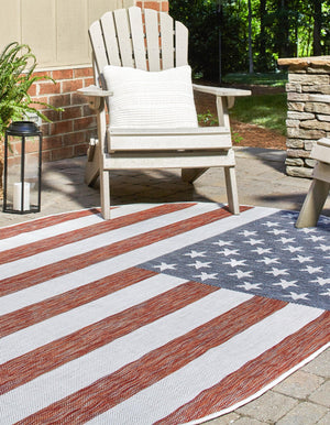 Red 8' x 10' Jill Zarin Outdoor Oval Rug