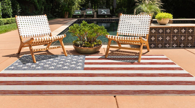 Red 5' 3 x 8' Jill Zarin Outdoor Rectangle Area Rug Weather Resistant for Patio, Deck, Terrace, Balcony, Porch Durable 100% Polypropylene Carpet for Outside for Sale at Rug Engine