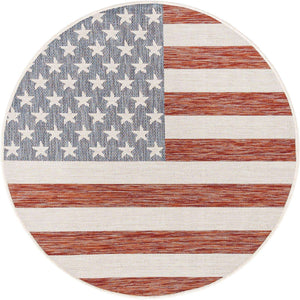 Red 4' 1 x 4' 1 Jill Zarin Outdoor Round Area Rug Weather Resistant for Patio, Deck, Terrace, Balcony, Porch Durable 100% Polypropylene Carpet for Outside for Sale at Rug Engine