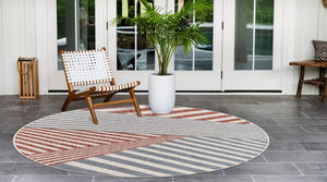 Blue 4' 1 x 4' 1 Jill Zarin Outdoor Round Area Rug Weather Resistant for Patio, Deck, Terrace, Balcony, Porch Durable 100% Polypropylene Carpet for Outside for Sale at Rug Engine