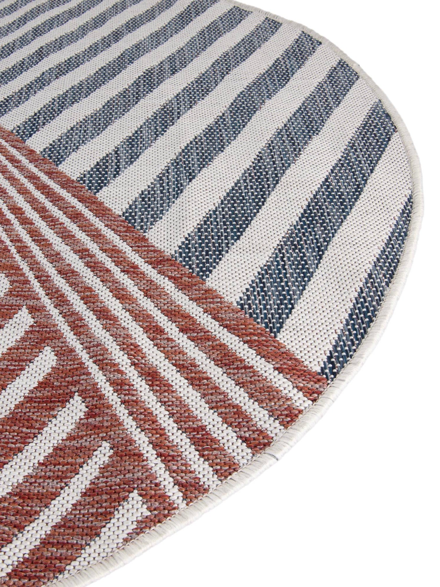 Blue 4' 1 x 4' 1 Jill Zarin Outdoor Round Area Rug Weather Resistant for Patio, Deck, Terrace, Balcony, Porch Durable 100% Polypropylene Carpet for Outside for Sale at Rug Engine