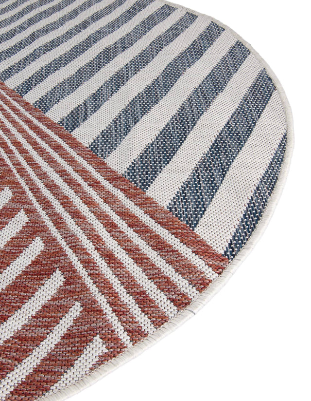 Blue 4' 1 x 4' 1 Jill Zarin Outdoor Round Area Rug Weather Resistant for Patio, Deck, Terrace, Balcony, Porch Durable 100% Polypropylene Carpet for Outside for Sale at Rug Engine