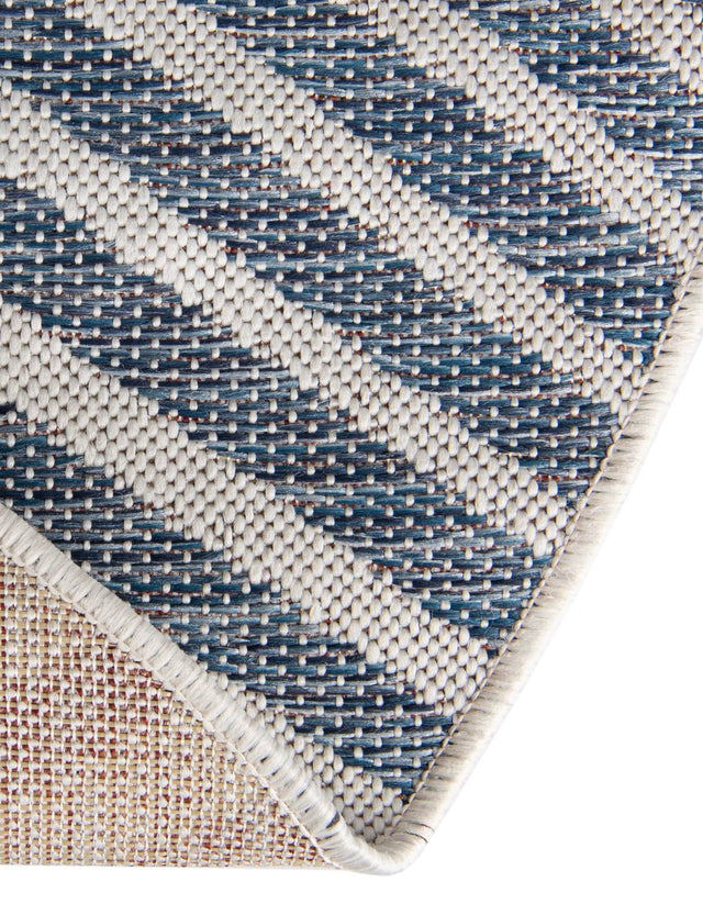 Blue 4' 1 x 4' 1 Jill Zarin Outdoor Round Area Rug Weather Resistant for Patio, Deck, Terrace, Balcony, Porch Durable 100% Polypropylene Carpet for Outside for Sale at Rug Engine