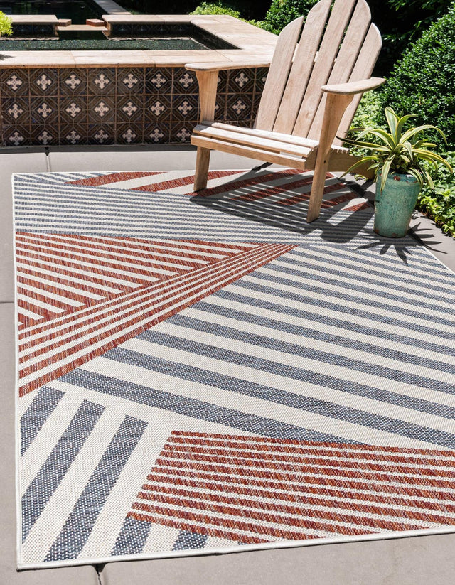 Blue 4' 1 x 6' 1 Jill Zarin Outdoor Rectangle Area Rug Weather Resistant for Patio, Deck, Terrace, Balcony, Porch Durable 100% Polypropylene Carpet for Outside for Sale at Rug Engine