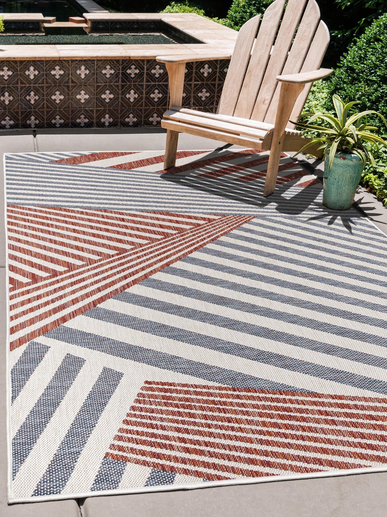 Blue 1' 4 x 1' 4 Jill Zarin Outdoor Sample Area Rug Weather Resistant for Patio, Deck, Terrace, Balcony, Porch Durable 100% Polypropylene Carpet for Outside for Sale at Rug Engine