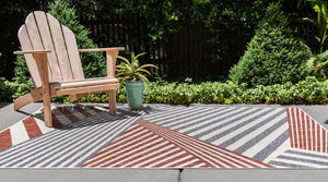 Blue 4' 1 x 6' 1 Jill Zarin Outdoor Rectangle Area Rug Weather Resistant for Patio, Deck, Terrace, Balcony, Porch Durable 100% Polypropylene Carpet for Outside for Sale at Rug Engine