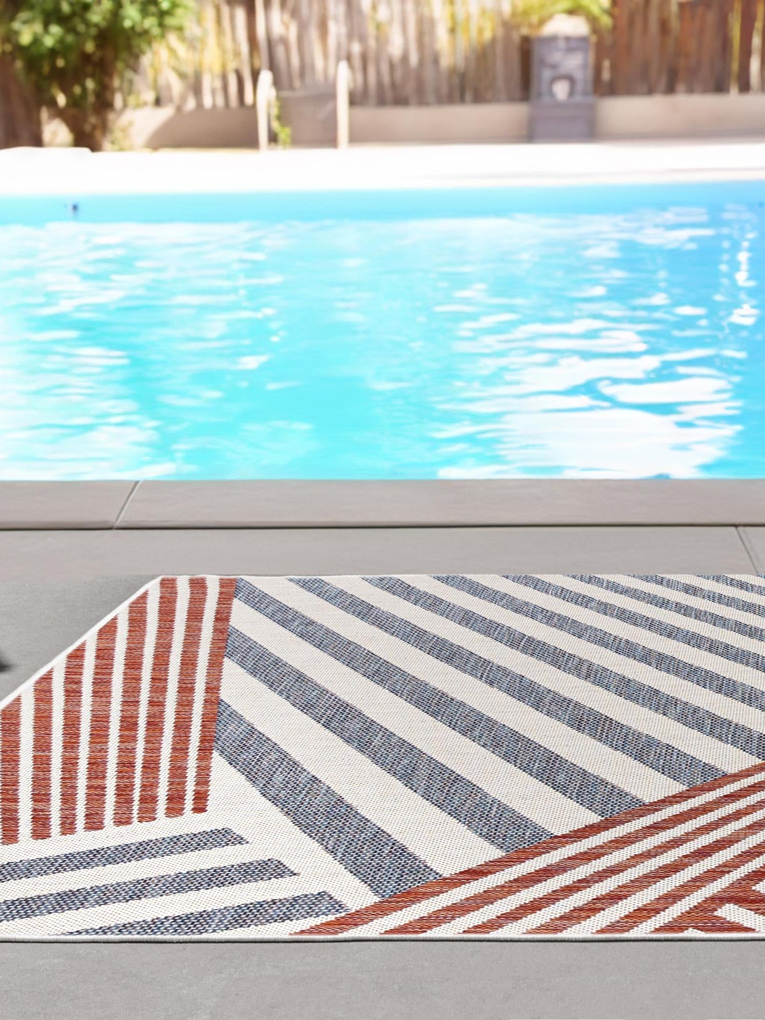 Blue 2' x 3' 1 Jill Zarin Outdoor Rectangle Area Rug Weather Resistant for Patio, Deck, Terrace, Balcony, Porch Durable 100% Polypropylene Carpet for Outside for Sale at Rug Engine