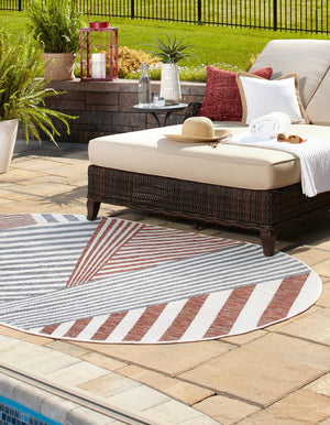 Blue 5' 3 x 8' Jill Zarin Outdoor Oval Area Rug Weather Resistant for Patio, Deck, Terrace, Balcony, Porch Durable 100% Polypropylene Carpet for Outside for Sale at Rug Engine