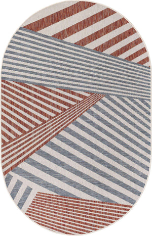 Blue 5' 3 x 8' Jill Zarin Outdoor Oval Area Rug Weather Resistant for Patio, Deck, Terrace, Balcony, Porch Durable 100% Polypropylene Carpet for Outside for Sale at Rug Engine