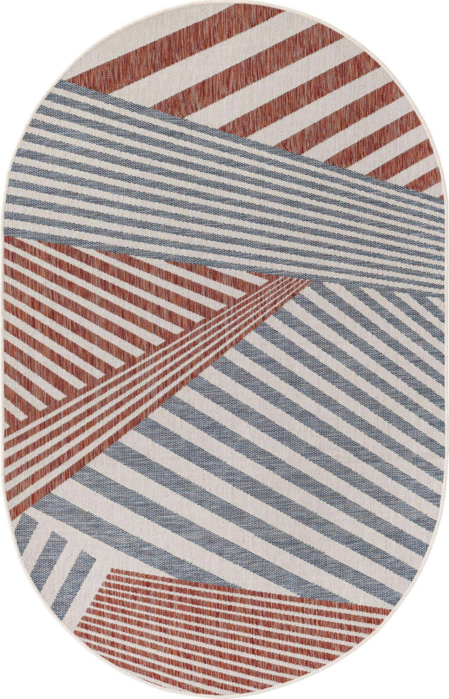 Blue 5' 3 x 8' Jill Zarin Outdoor Oval Area Rug Weather Resistant for Patio, Deck, Terrace, Balcony, Porch Durable 100% Polypropylene Carpet for Outside for Sale at Rug Engine