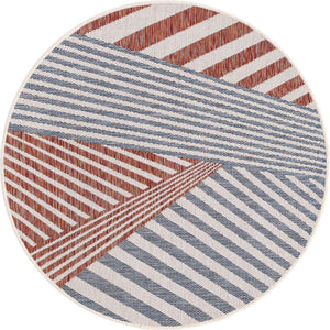 Blue 4' 1 x 4' 1 Jill Zarin Outdoor Round Area Rug Weather Resistant for Patio, Deck, Terrace, Balcony, Porch Durable 100% Polypropylene Carpet for Outside for Sale at Rug Engine