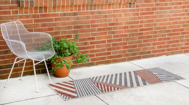 Blue 2' x 8' Jill Zarin Outdoor Runner Area Rug Weather Resistant for Patio, Deck, Terrace, Balcony, Porch Durable 100% Polypropylene Carpet for Outside for Sale at Rug Engine