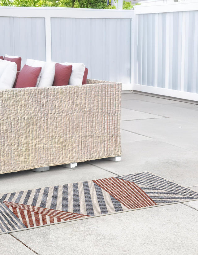 Blue 2' x 6' 1 Jill Zarin Outdoor Runner Area Rug Weather Resistant for Patio, Deck, Terrace, Balcony, Porch Durable 100% Polypropylene Carpet for Outside for Sale at Rug Engine