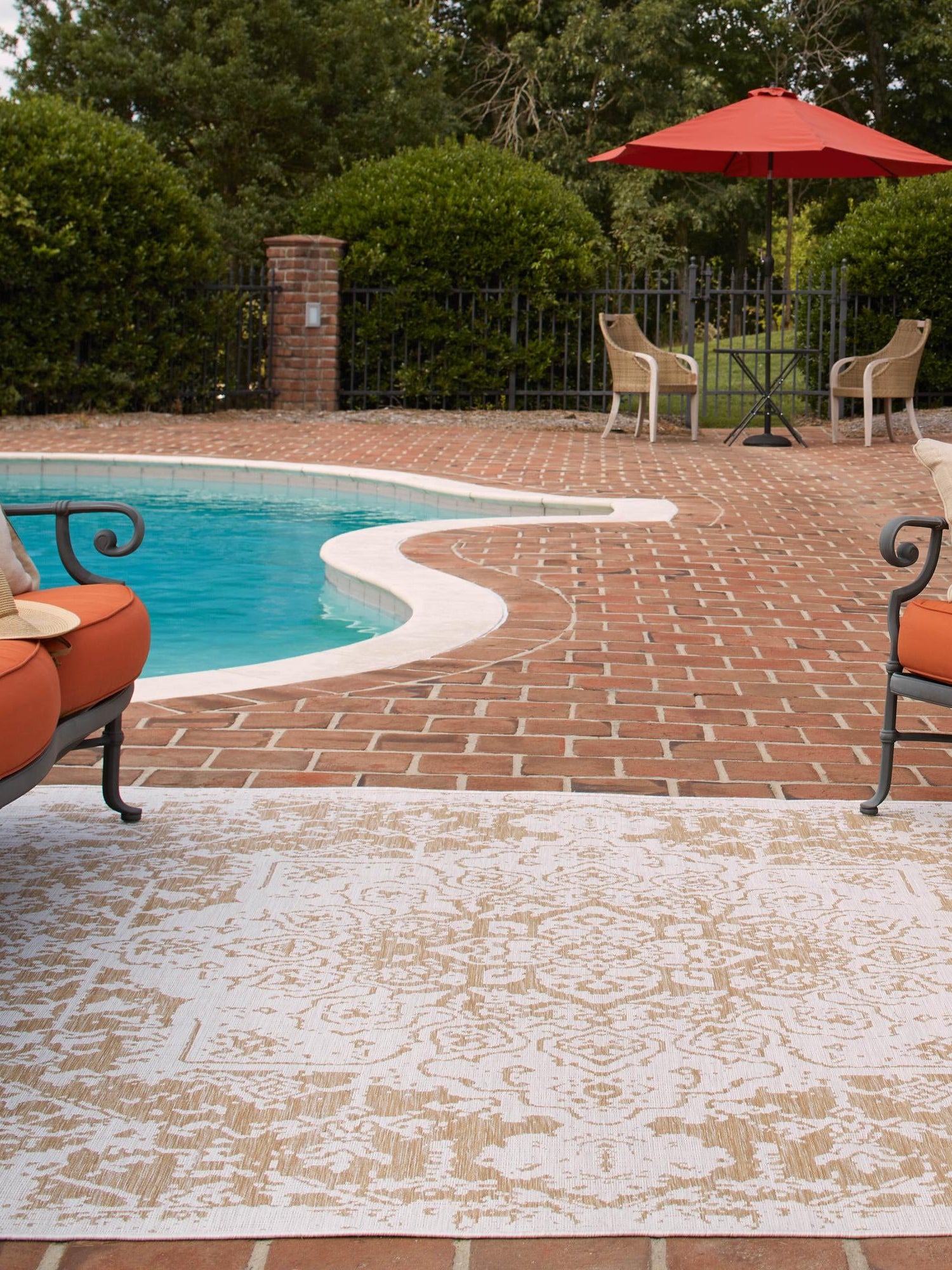 Beige 13' 1 x 13' 1 Jill Zarin Outdoor Square Area Rug Weather Resistant for Patio, Deck, Terrace, Balcony, Porch Durable 100% Polypropylene Carpet for Outside for Sale at Rug Engine