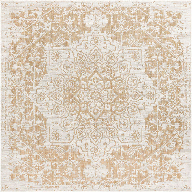 Beige 7' 10 x 7' 10 Jill Zarin Outdoor Square Area Rug Weather Resistant for Patio, Deck, Terrace, Balcony, Porch Durable 100% Polypropylene Carpet for Outside for Sale at Rug Engine