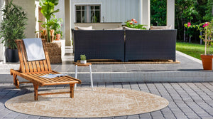 Beige 10' 8 x 10' 8 Jill Zarin Outdoor Round Area Rug Weather Resistant for Patio, Deck, Terrace, Balcony, Porch Durable 100% Polypropylene Carpet for Outside for Sale at Rug Engine