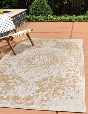 Beige 3' 1 x 5' 3 Jill Zarin Outdoor Rectangle Area Rug Weather Resistant for Patio, Deck, Terrace, Balcony, Porch Durable 100% Polypropylene Carpet for Outside for Sale at Rug Engine