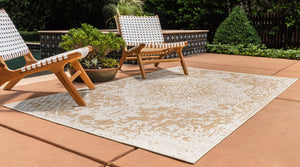 Beige 2' x 3' 1 Jill Zarin Outdoor Rectangle Area Rug Weather Resistant for Patio, Deck, Terrace, Balcony, Porch Durable 100% Polypropylene Carpet for Outside for Sale at Rug Engine