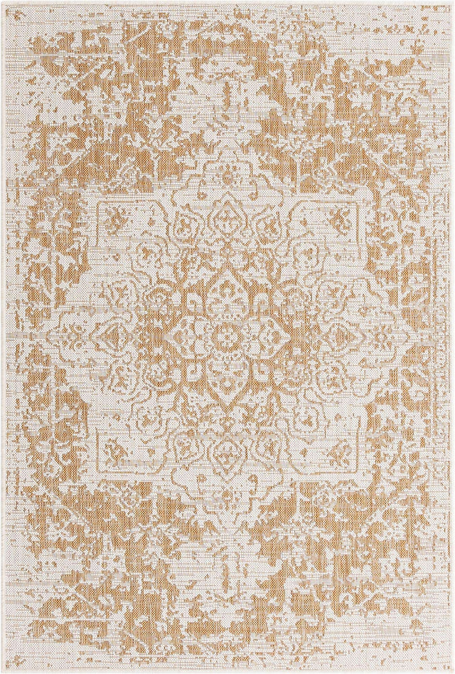 Beige 4' 1 x 6' 1 Jill Zarin Outdoor Rectangle Area Rug Weather Resistant for Patio, Deck, Terrace, Balcony, Porch Durable 100% Polypropylene Carpet for Outside for Sale at Rug Engine