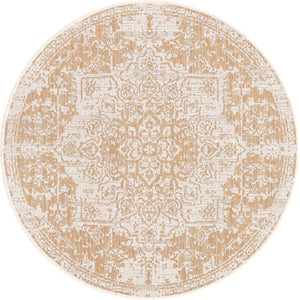 Beige 4' 1 x 4' 1 Jill Zarin Outdoor Round Area Rug Weather Resistant for Patio, Deck, Terrace, Balcony, Porch Durable 100% Polypropylene Carpet for Outside for Sale at Rug Engine