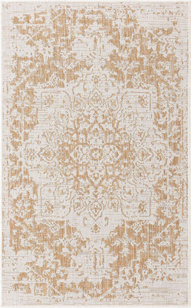 Beige 3' 1 x 5' 3 Jill Zarin Outdoor Rectangle Area Rug Weather Resistant for Patio, Deck, Terrace, Balcony, Porch Durable 100% Polypropylene Carpet for Outside for Sale at Rug Engine
