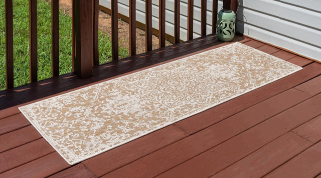 Beige 2' x 8' Jill Zarin Outdoor Runner Area Rug Weather Resistant for Patio, Deck, Terrace, Balcony, Porch Durable 100% Polypropylene Carpet for Outside for Sale at Rug Engine