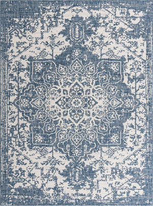 Blue 9' x 12' Jill Zarin Outdoor Rectangle Area Rug Weather Resistant for Patio, Deck, Terrace, Balcony, Porch Durable 100% Polypropylene Carpet for Outside for Sale at Rug Engine