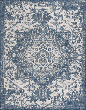 Blue 7' 10 x 10' Jill Zarin Outdoor Rectangle Area Rug Weather Resistant for Patio, Deck, Terrace, Balcony, Porch Durable 100% Polypropylene Carpet for Outside for Sale at Rug Engine
