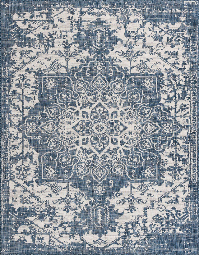 Blue 7' 10 x 10' Jill Zarin Outdoor Rectangle Area Rug Weather Resistant for Patio, Deck, Terrace, Balcony, Porch Durable 100% Polypropylene Carpet for Outside for Sale at Rug Engine